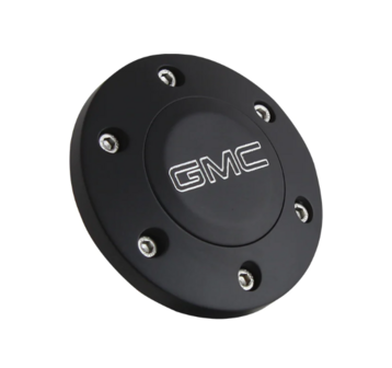 HB6-GMCM | BLACK BILLET GMC BOWTIE HORN BUTTON - 6 HOLE