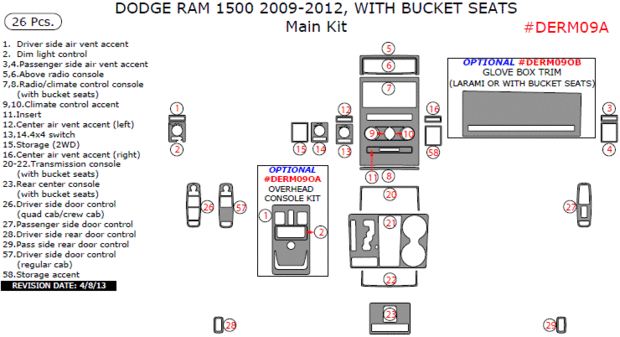 DERM09A  | Main Interior Kit - With Bucket Seats 