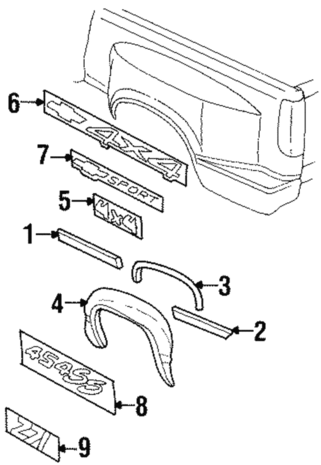 15546463 | Wheel Opening Molding-Black